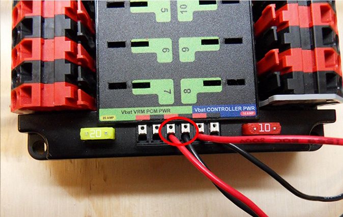 Power going from the PDP "Vbat VRM PCM PWR" terminals.